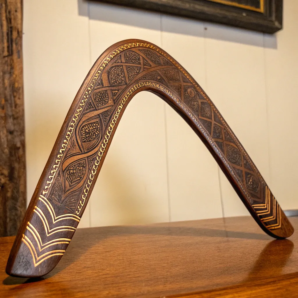 Vintage boomerang with intricate patterns